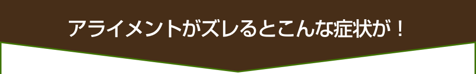 アライメントがズレるとこんな症状が！