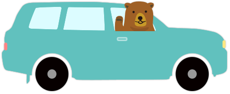 車を運転しているヒグマくん