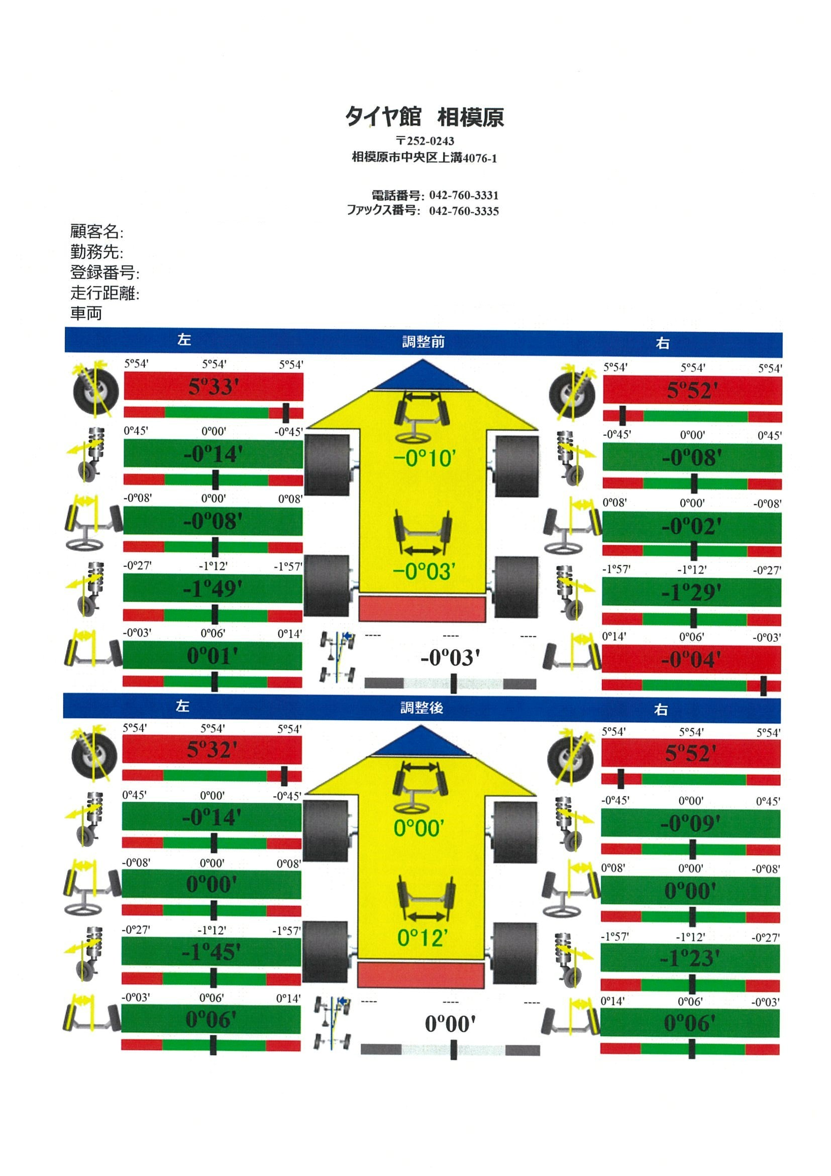 SUBARU BRZ(ZC6)のタイヤ交換後のアライメント調整② | 店舗おススメ
