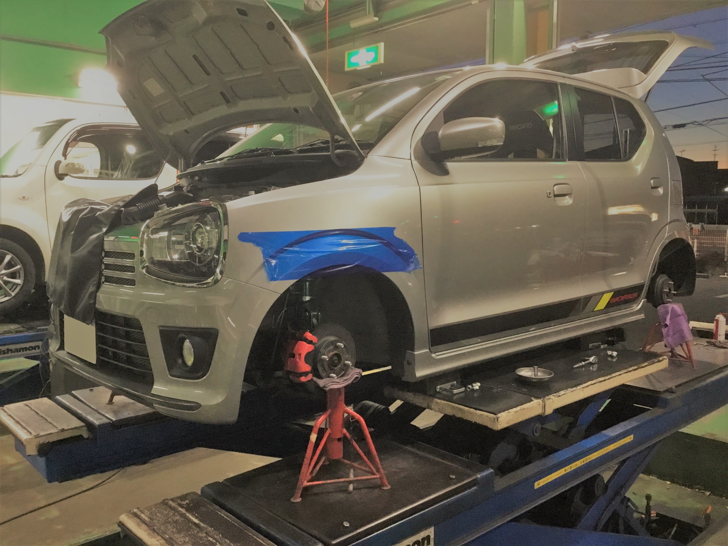 Ha36s型アルトワークス 車高調整式サスペンションのお取り付け アライメント調整 スズキ アルトワークス その他 パーツ取付 サスペンション取付 技術サービスブログ タイヤ館 鎌ヶ谷 千葉県のタイヤ カー用品ショップ タイヤからはじまる トータルカー