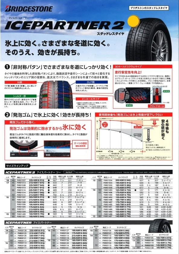 ブリヂストン アイスパートナー2！175/65R15 84Q！手渡し可能！