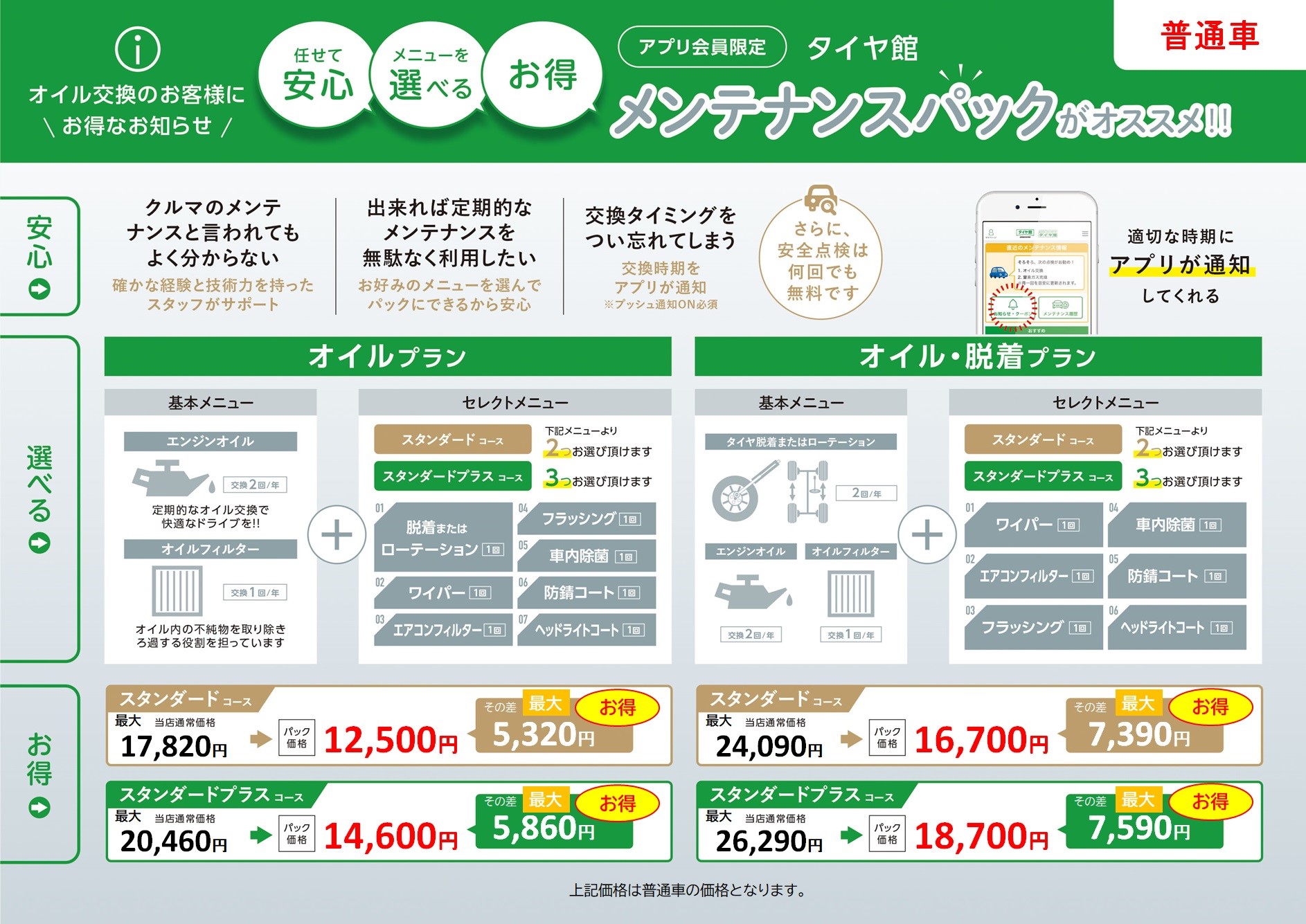 タイヤ館 メンテナンスパック メンテナンス商品 商品情報 タイヤ館 福岡西