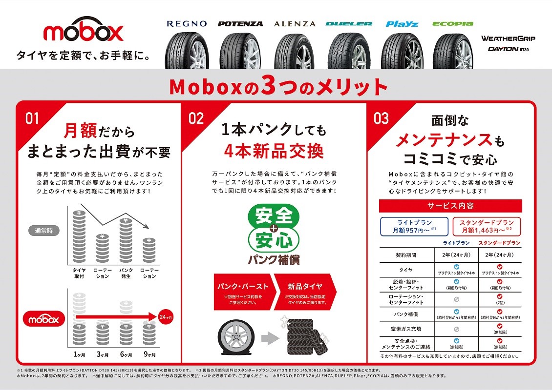 月々のお支払いを抑え タイヤとメンテナンスを手に入れるサブスク Mobox スタッフ日記 タイヤ館 日進東郷 愛知県 三重県のタイヤ カー用品ショップ タイヤからはじまる トータルカーメンテナンス タイヤ館グループ