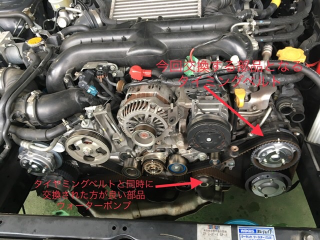インプレッサ タイミングベルト、ウォーターポンプ交換 | 店舗お