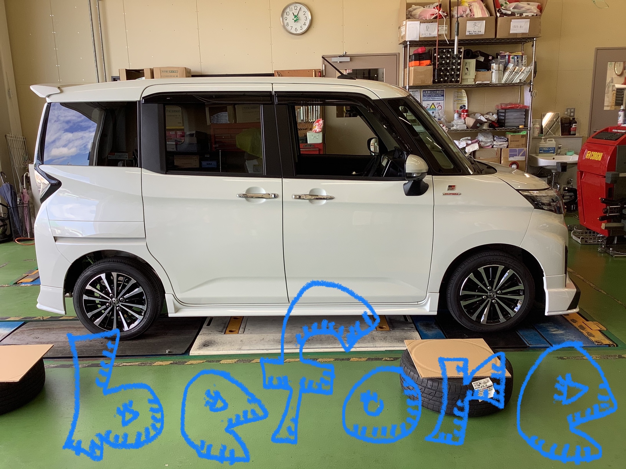 Grルーミー ワークエモーション プレイズ アルミセット取付け トヨタ ルーミー ホイール タイヤ ホイール関連 タイヤ ホイール交換 サービス事例 タイヤ館 中津川 岐阜県のタイヤ カー用品ショップ タイヤからはじまる トータルカー