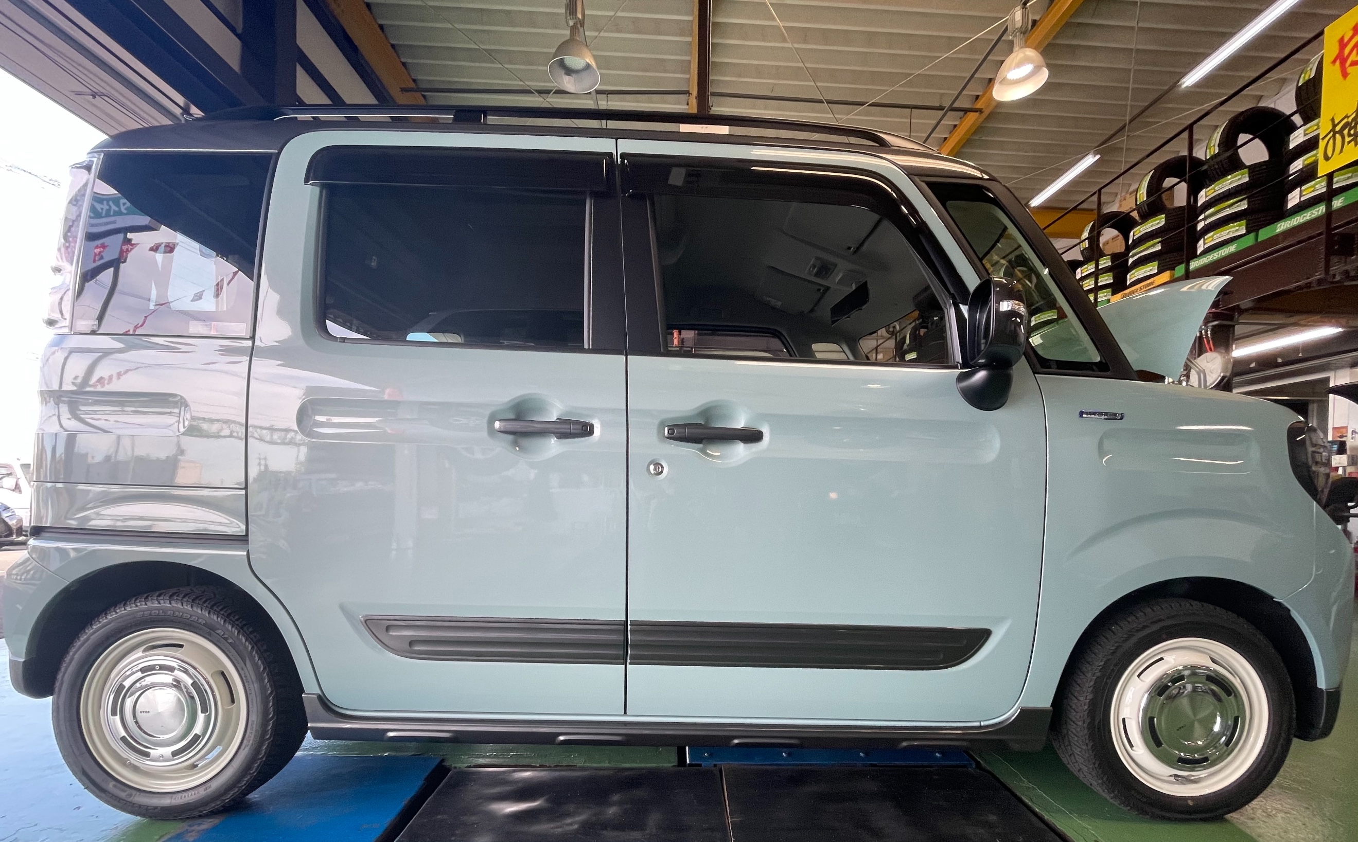 スペーシアギア(MK53S)2WD リフトアップ マスターピース | スズキ スペーシア その他 パーツ取付 > サスペンション取付 | サービス事例  | タイヤ館 さつま泉北 | タイヤからはじまる、トータルカーメンテナンス タイヤ館グループ