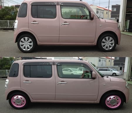 激レア ミラココアにハートのホイール装着 スタッフ日記 タイヤ館 今治 愛媛県のタイヤ カー用品ショップ タイヤからはじまる トータルカーメンテナンス タイヤ館グループ