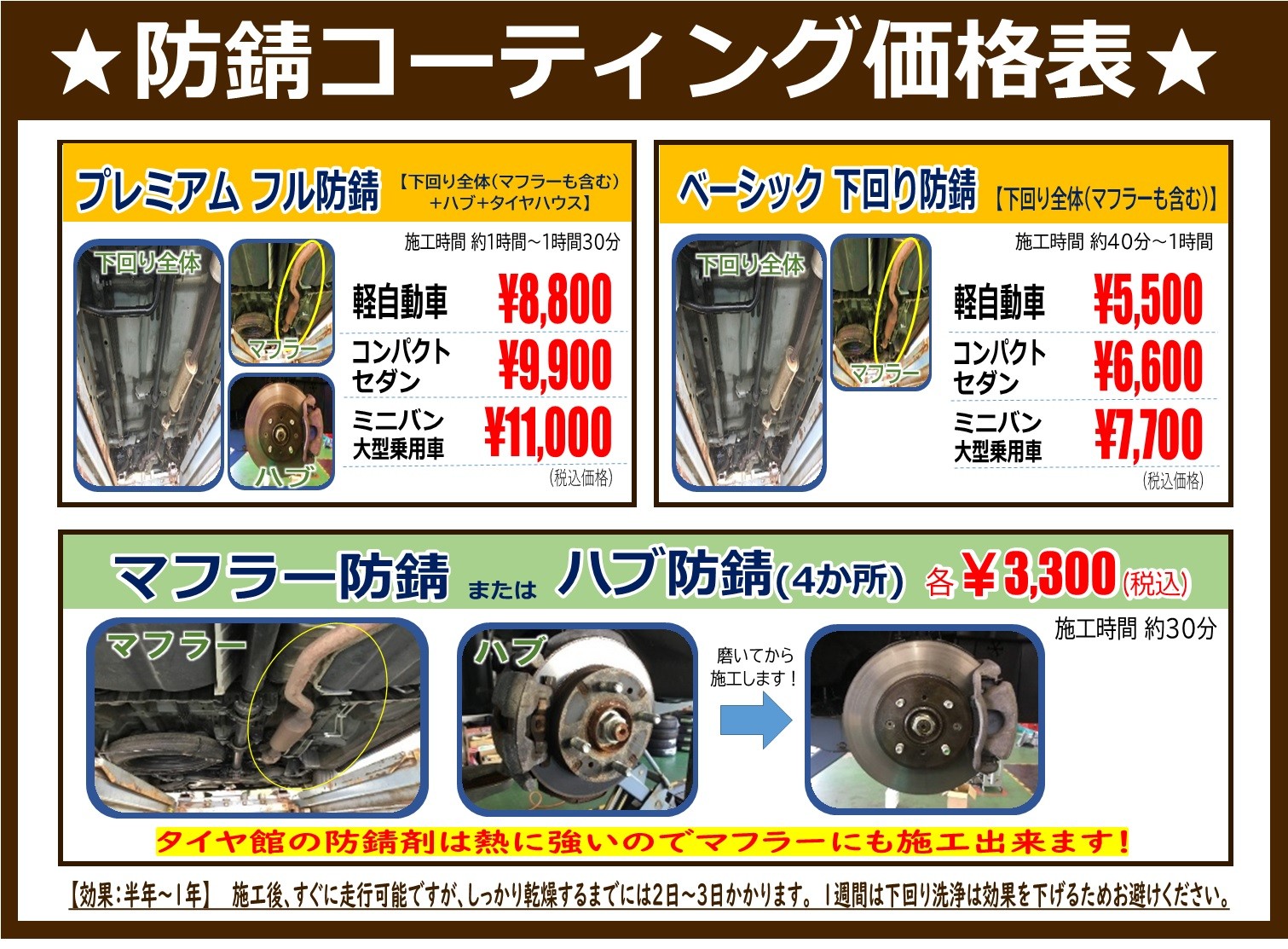タイヤ取り付け部分の錆を抑制するコーティング施工を行っております W ノ サービス事例 タイヤ館 深谷 タイヤからはじまる トータルカーメンテナンス タイヤ館グループ