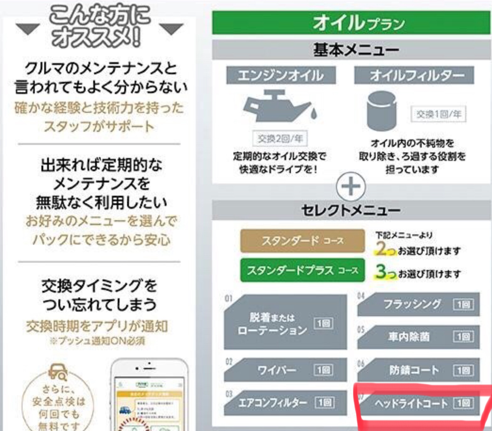 メンテナンスパック　ヘッドライトクリーニング