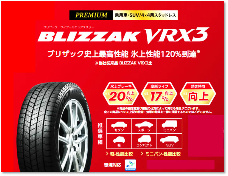 スタッドレス】ブリザックVRX3って どんなタイヤ？ | タイヤ タイヤ 