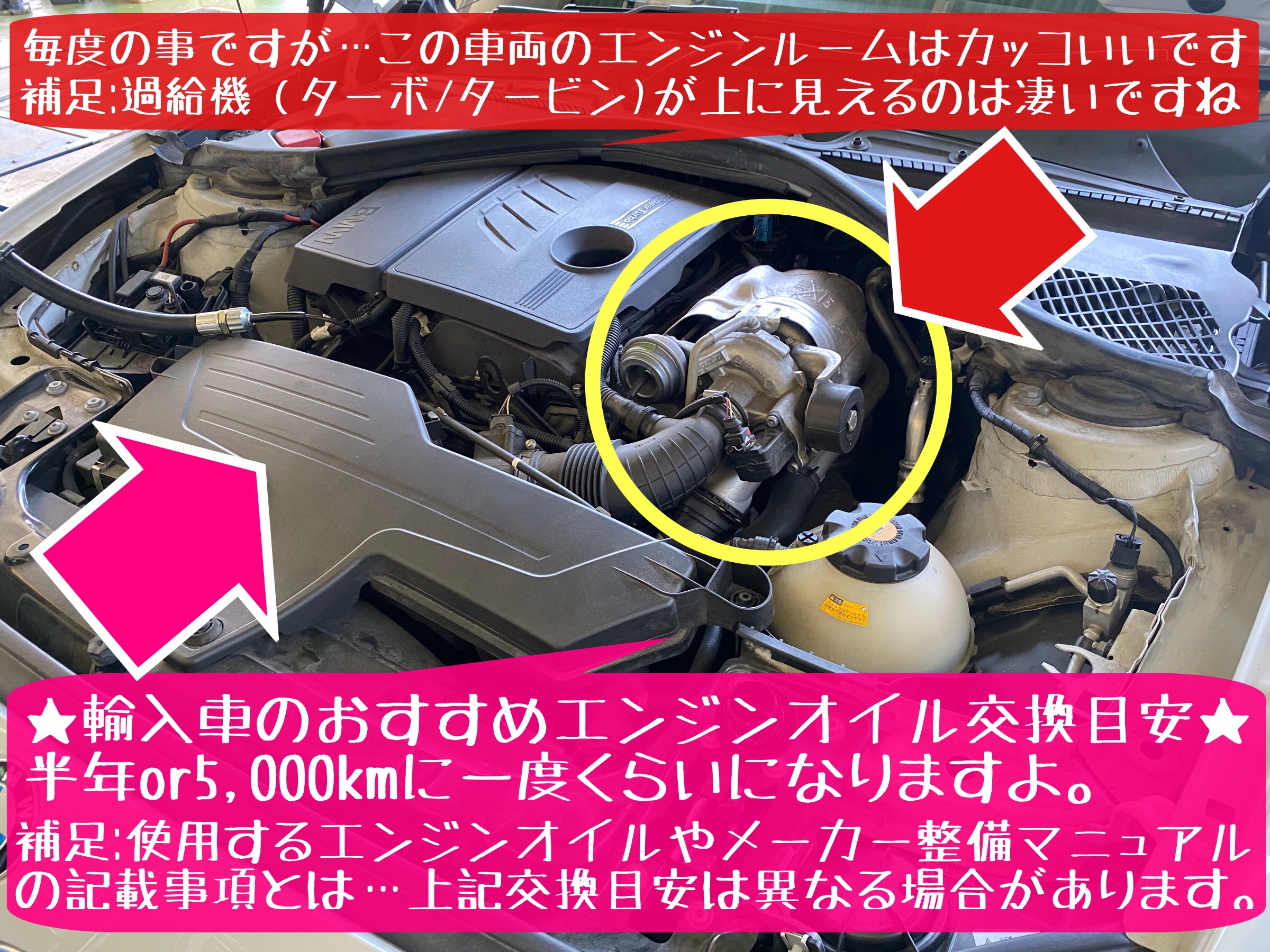 輸入車　オイル交換　オイルフィルター交換　オイルエレメント交換　タイヤ館下松　ブリヂストン　タイヤ交換　BMW 1シリーズ