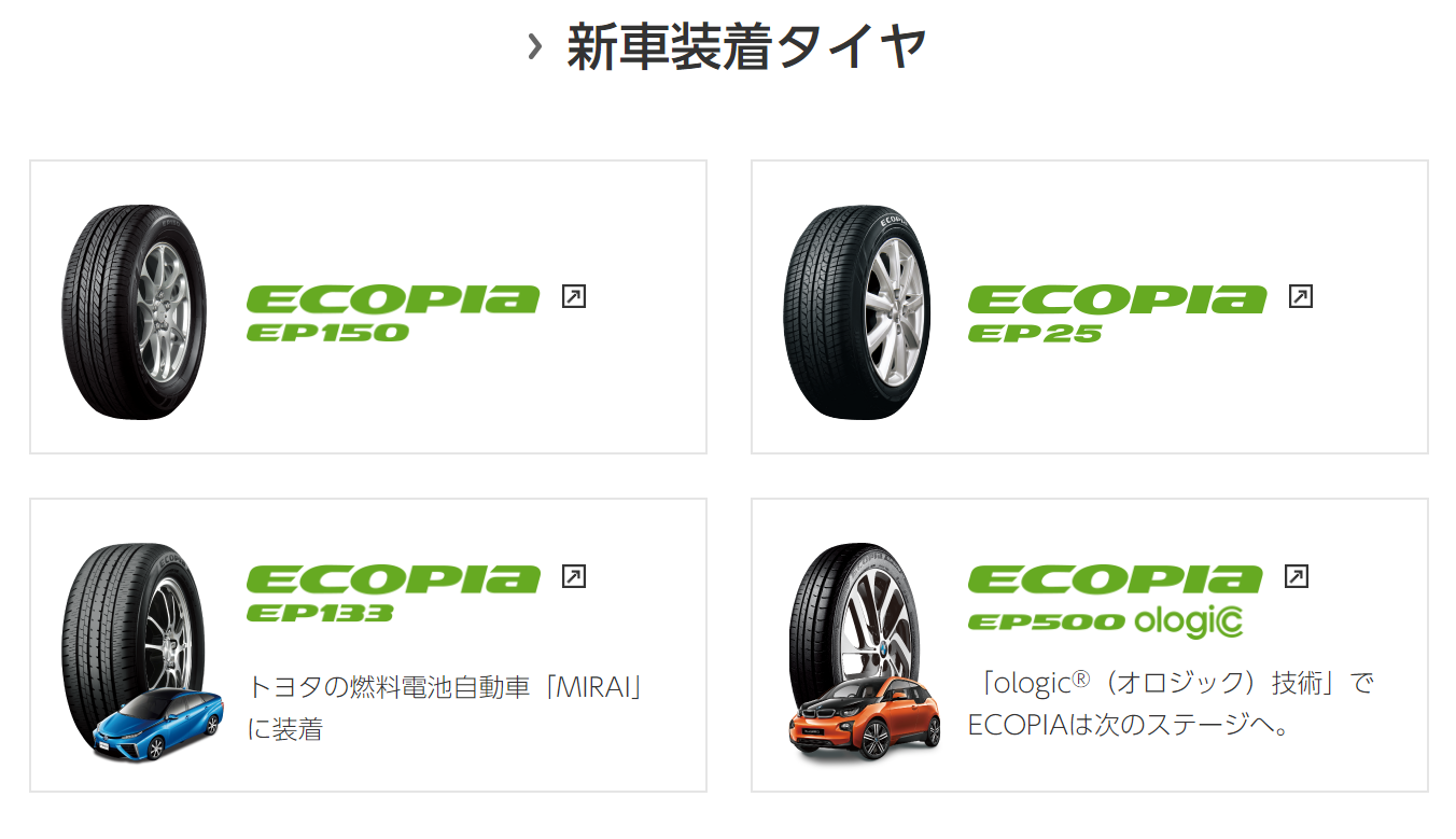 ブリヂストンHPより画像を引用しています。https://tire.bridgestone.co.jp/ecopia/