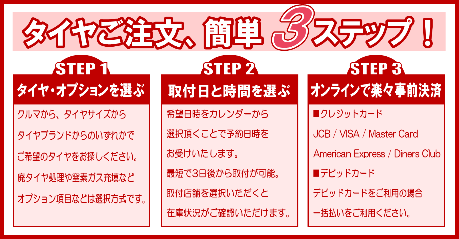 オンラインストア　購入3ステップ
