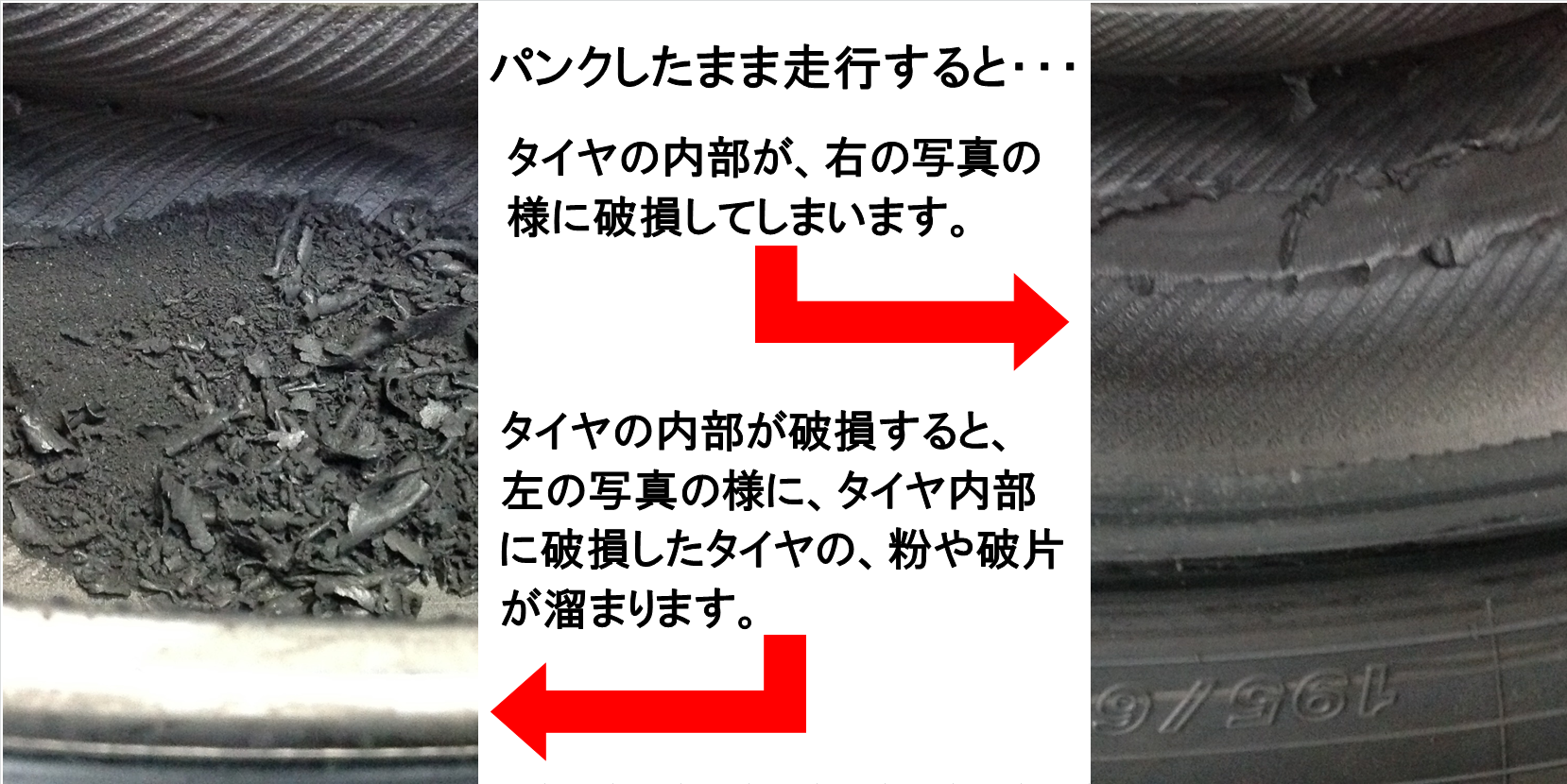 パンクしたタイヤの中身 見た事ありますか スタッフ日記 タイヤ館 浜松中央 タイヤからはじまる トータルカーメンテナンス タイヤ館グループ