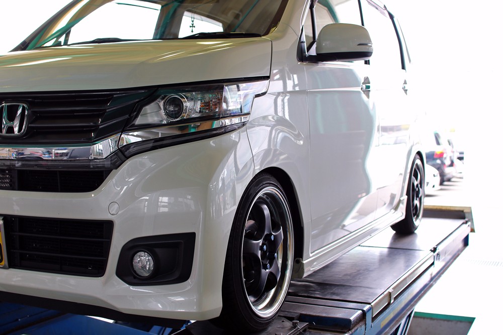 N Wagon 車高調整からの ３dアライメント ホンダ N Wgn その他 タイヤ ホイール関連 4輪トータルアライメント調整 サービス事例 タイヤ館 敦賀 石川県 福井県のタイヤ カー用品ショップ タイヤからはじまる トータルカーメンテナンス タイヤ館グループ