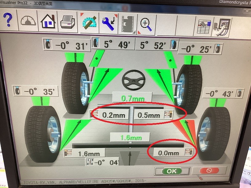 トヨタ　アルファード　235/50R18　タイヤ交換　アライメント調整