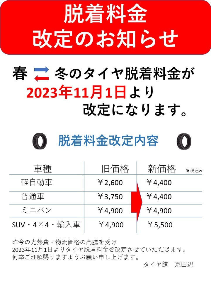 6月11日限定 タイヤ交換工賃 半額！！