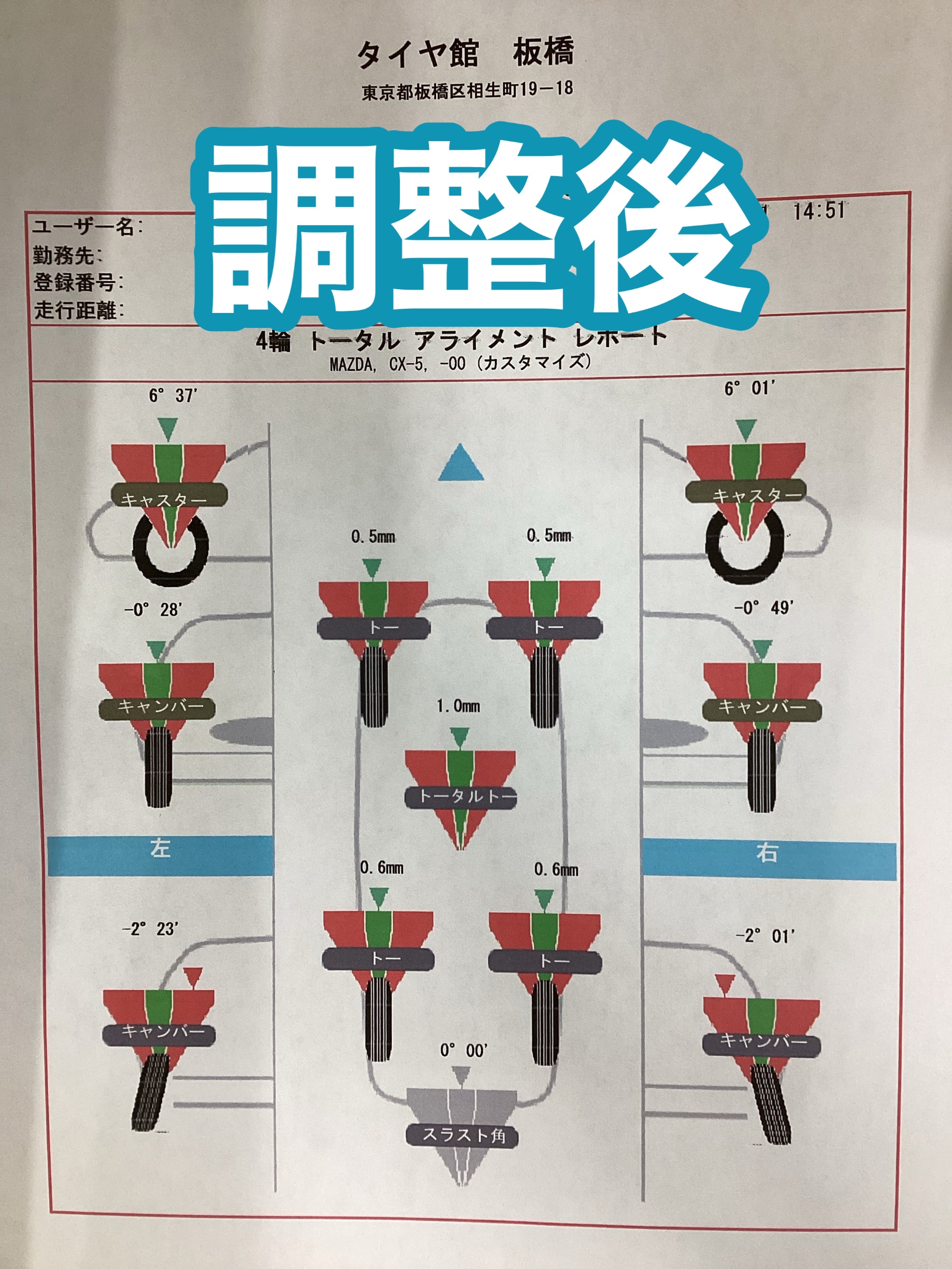 マツダ CX-5 アライメント調整！ | 店舗おススメ情報 | タイヤ館 板橋