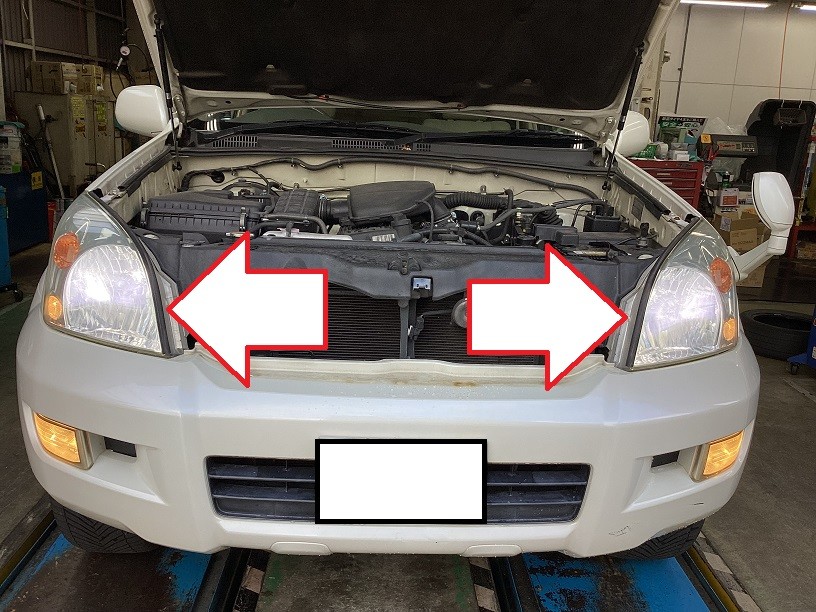 トヨタ　プラド　ヘッドライト磨きコーティング＆LEDバルブ交換(