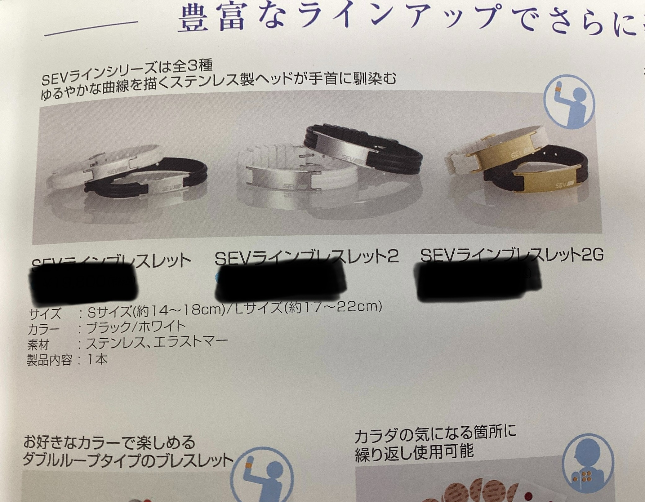 SEVラインブレスレット2G(中古品、ブラック、sサイズ) SEVラインブレスレット2G(中古品、ブラック、sサイズ) SEV(セブ)ライン