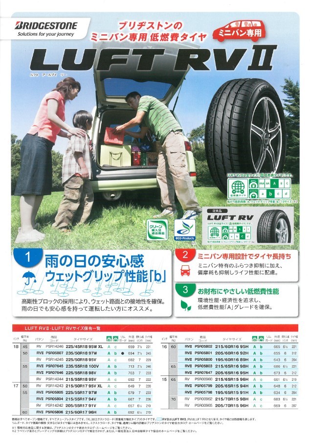 お買い得ミニバンタイヤルフトRVⅡ　タイヤ交換タイヤ館五日市