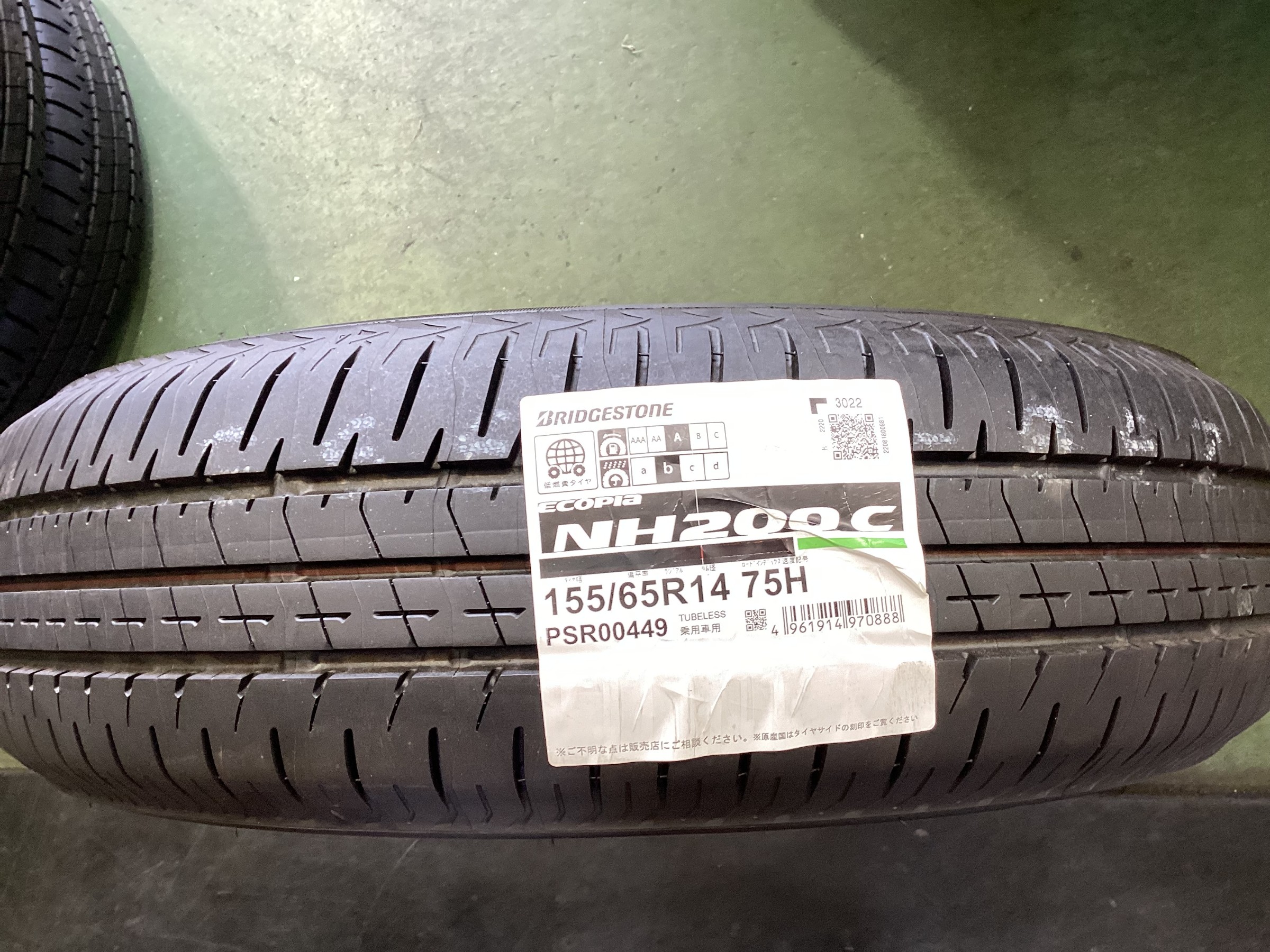 ダイハツ純正アルミ付き 20年 BS製 夏タイヤ エコピア 155/65R14