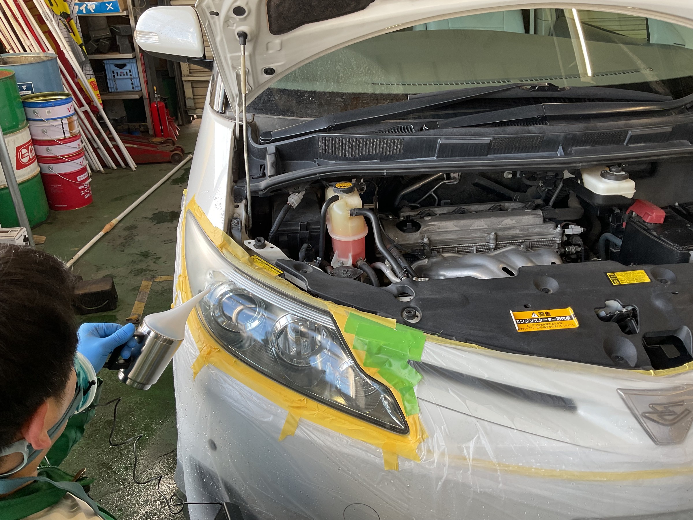 右ヘッドライト スチーム当て3