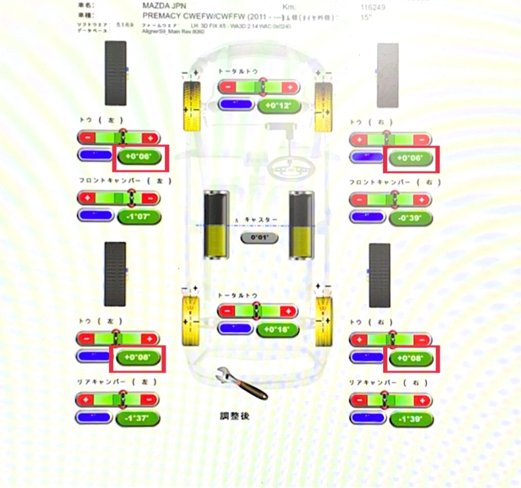 タイヤ館加古川 日産 ラフェスタ CWFFWN41G　アライメント調整