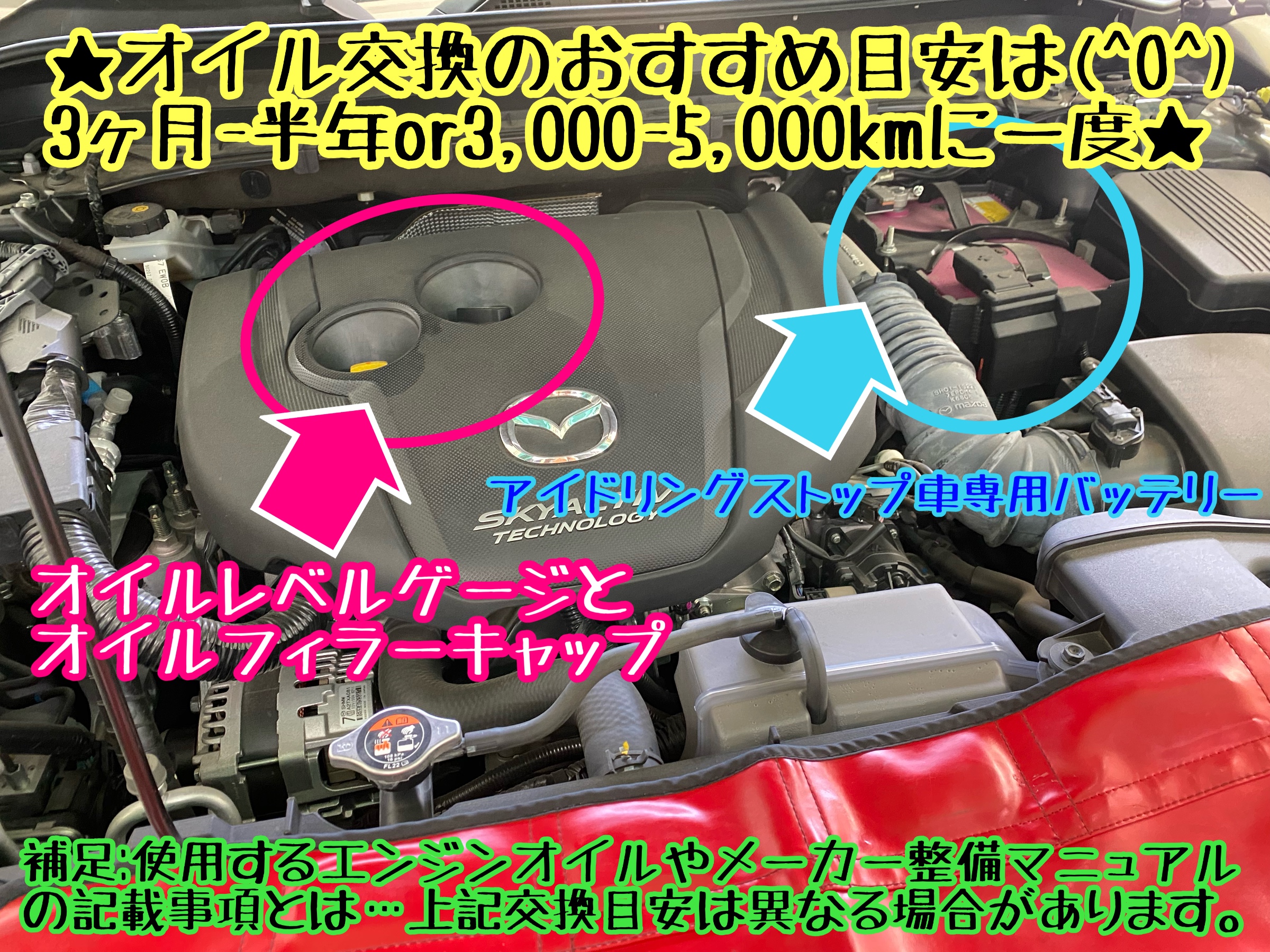 マツダ CX-8 KG2P型ディーゼル車 定期的なエンジンオイル＆オイル