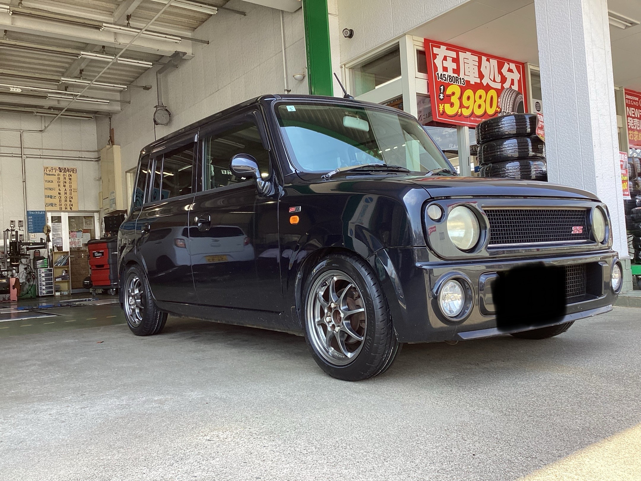 スズキ ラパンSS】タイヤ交換&4輪アライメント調整 165/55R14 ポテンザ