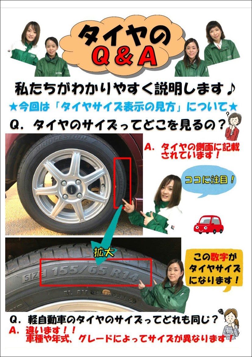 タイヤサイズの見方 Staff Blog タイヤ館 佐世保 タイヤからはじまる トータルカーメンテナンス タイヤ館グループ