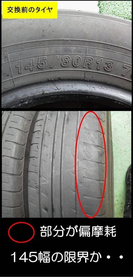 145/80Ｒ13」というタイヤサイズの悲劇！タントエグゼ タイヤ
