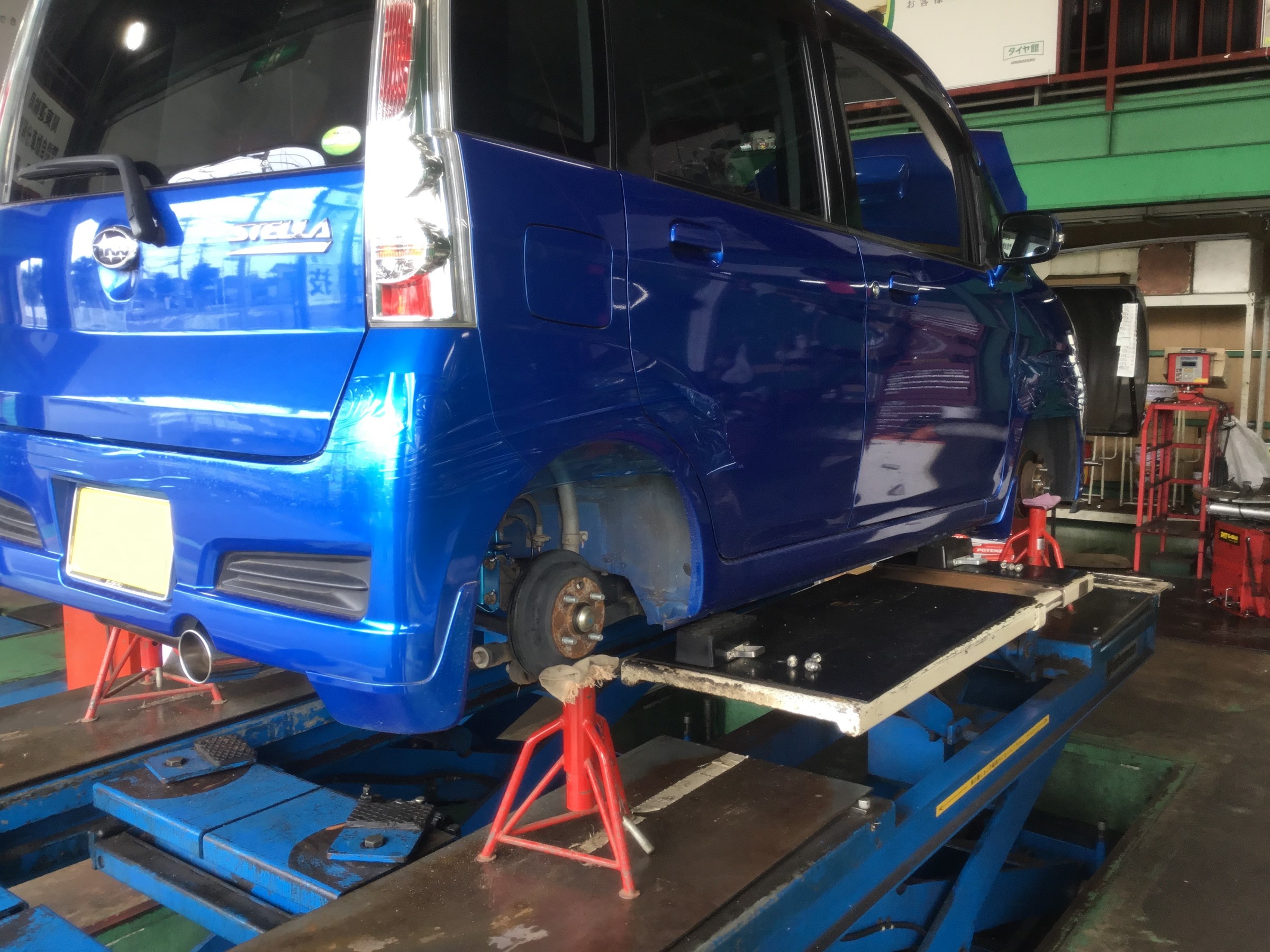 Rn1型ステラカスタム 車高調取り付け タワーバー取り付け アライメント調整 スバル ステラ カスタム その他 パーツ取付 サスペンション取付 技術サービスブログ タイヤ館 鎌ヶ谷 千葉県のタイヤ カー用品ショップ タイヤからはじまる トータルカー