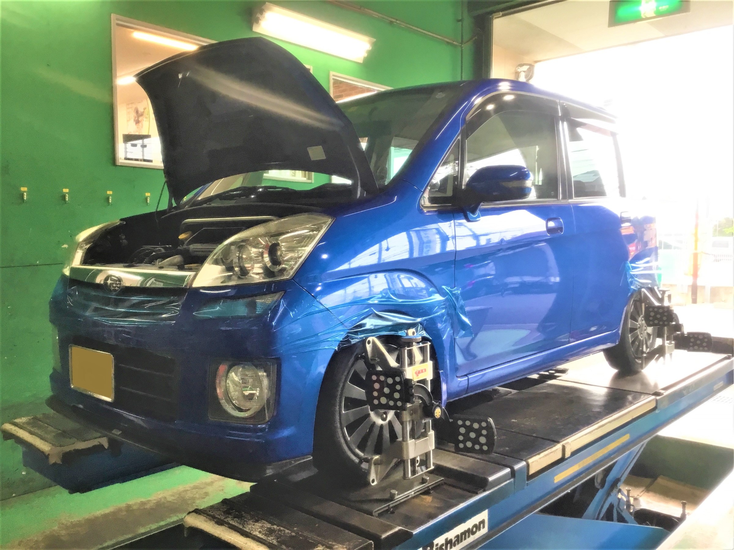 Rn1型ステラカスタム 車高調取り付け タワーバー取り付け アライメント調整 スバル ステラ カスタム その他 パーツ取付 サスペンション取付 技術サービスブログ タイヤ館 鎌ヶ谷 千葉県のタイヤ カー用品ショップ タイヤからはじまる トータルカー