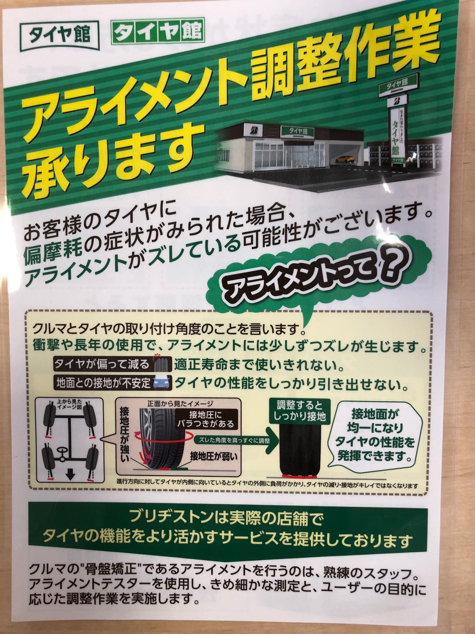 アライメント作業 取り付け 施工事例集 タイヤ館 福岡西 タイヤからはじまる トータルカーメンテナンス タイヤ館グループ