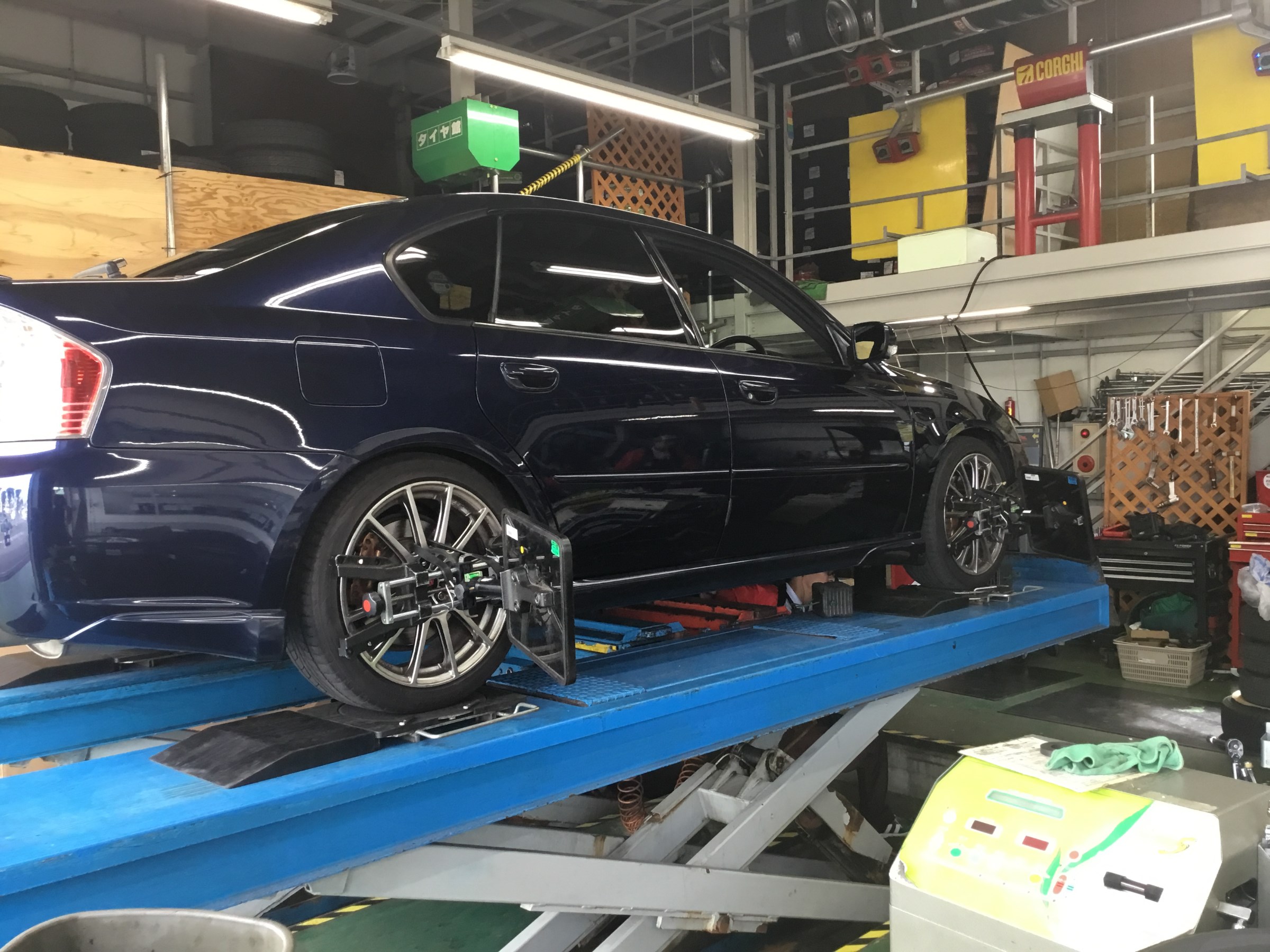 夏タイヤの作業、アライメント調整も実施中！