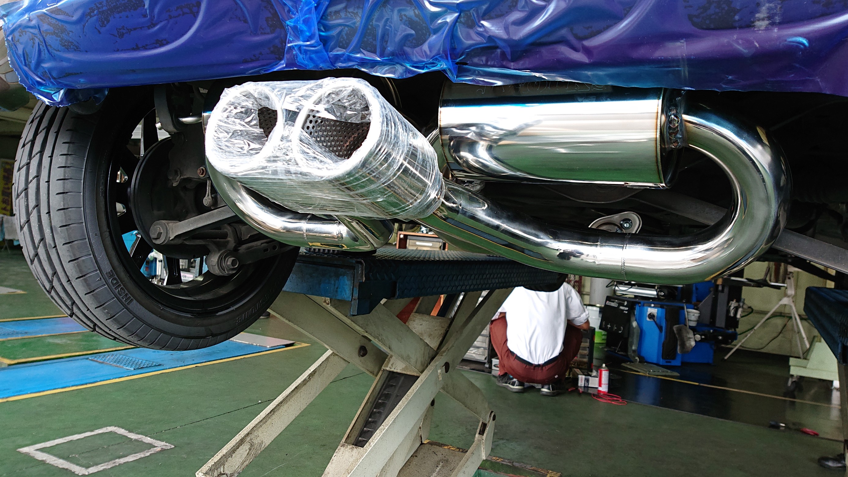 R1用スポーツマフラー 拭き取ろ オートジュエル神風マフラー