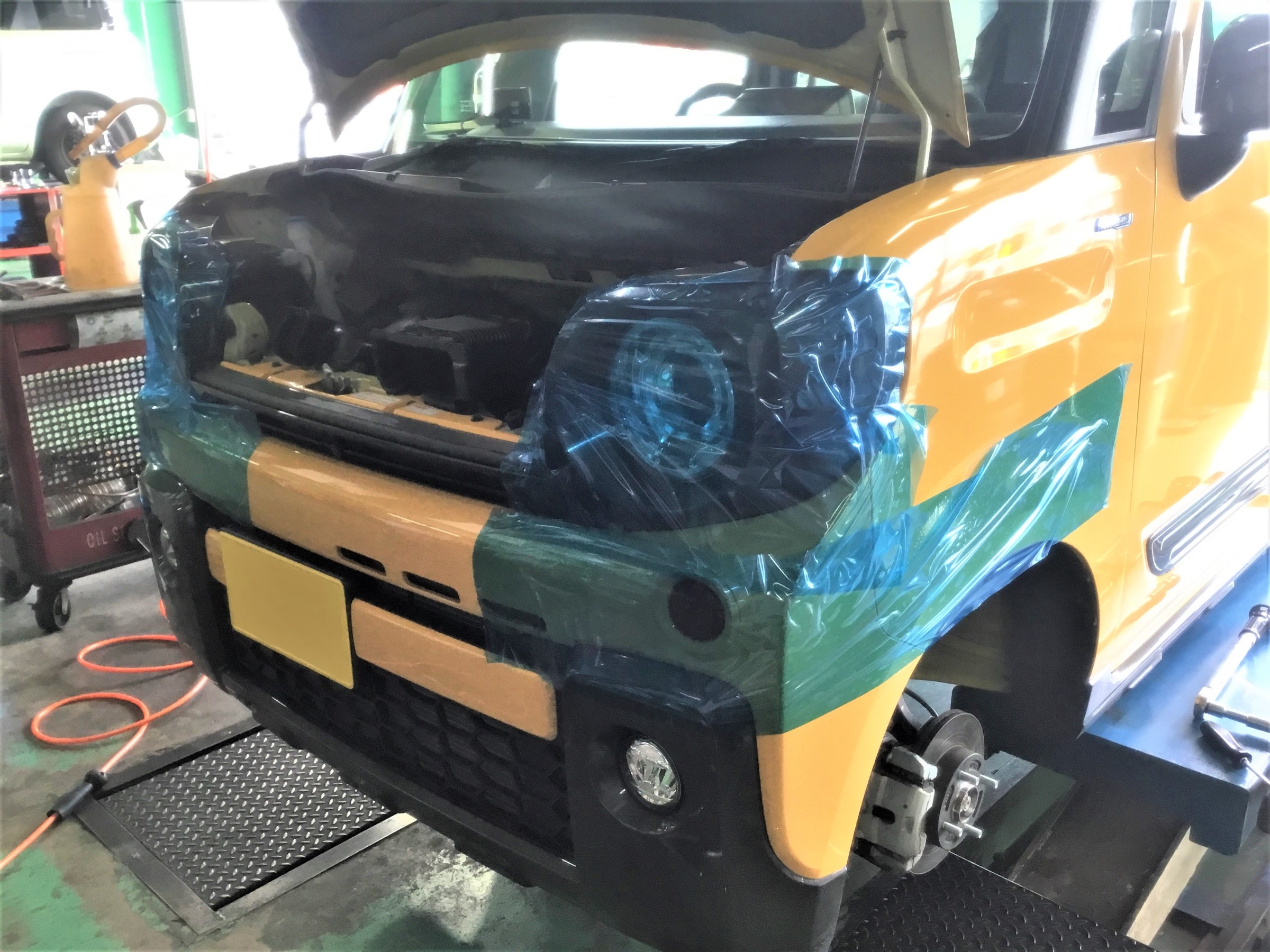 Mk53s型スペーシアギア 車高調取り付け アライメント調整 スズキ スペーシア その他 パーツ取付 サスペンション取付 技術サービスブログ タイヤ館 鎌ヶ谷 千葉県のタイヤ カー用品ショップ タイヤからはじまる トータルカーメンテナンス タイヤ館グループ