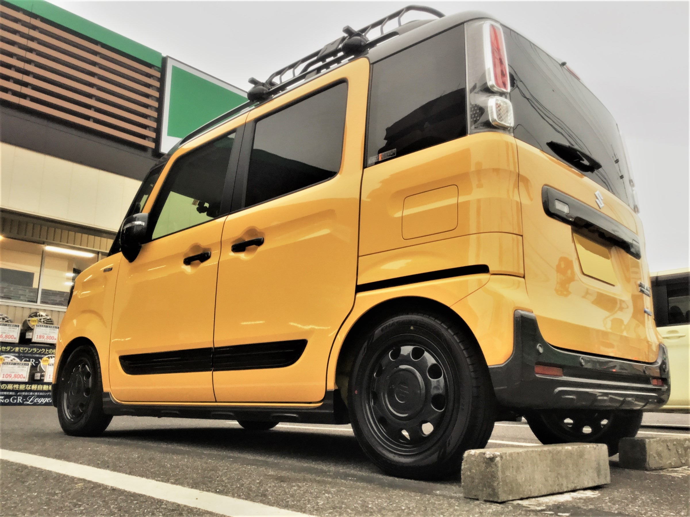 Mk53s型スペーシアギア 車高調取り付け アライメント調整 スズキ スペーシア その他 パーツ取付 サスペンション取付 技術サービスブログ タイヤ館 鎌ヶ谷 千葉県のタイヤ カー用品ショップ タイヤからはじまる トータルカーメンテナンス タイヤ館グループ