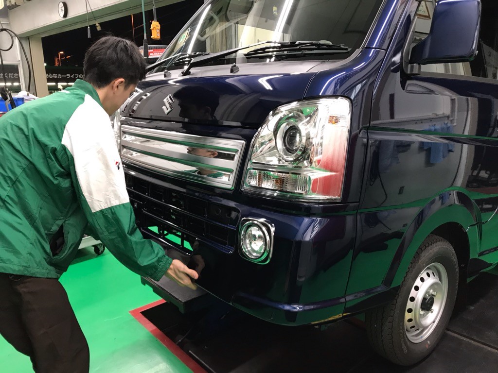 スズキの軽トラ スーパーキャリイ ライト類をLEDに交換＆ホーン交換