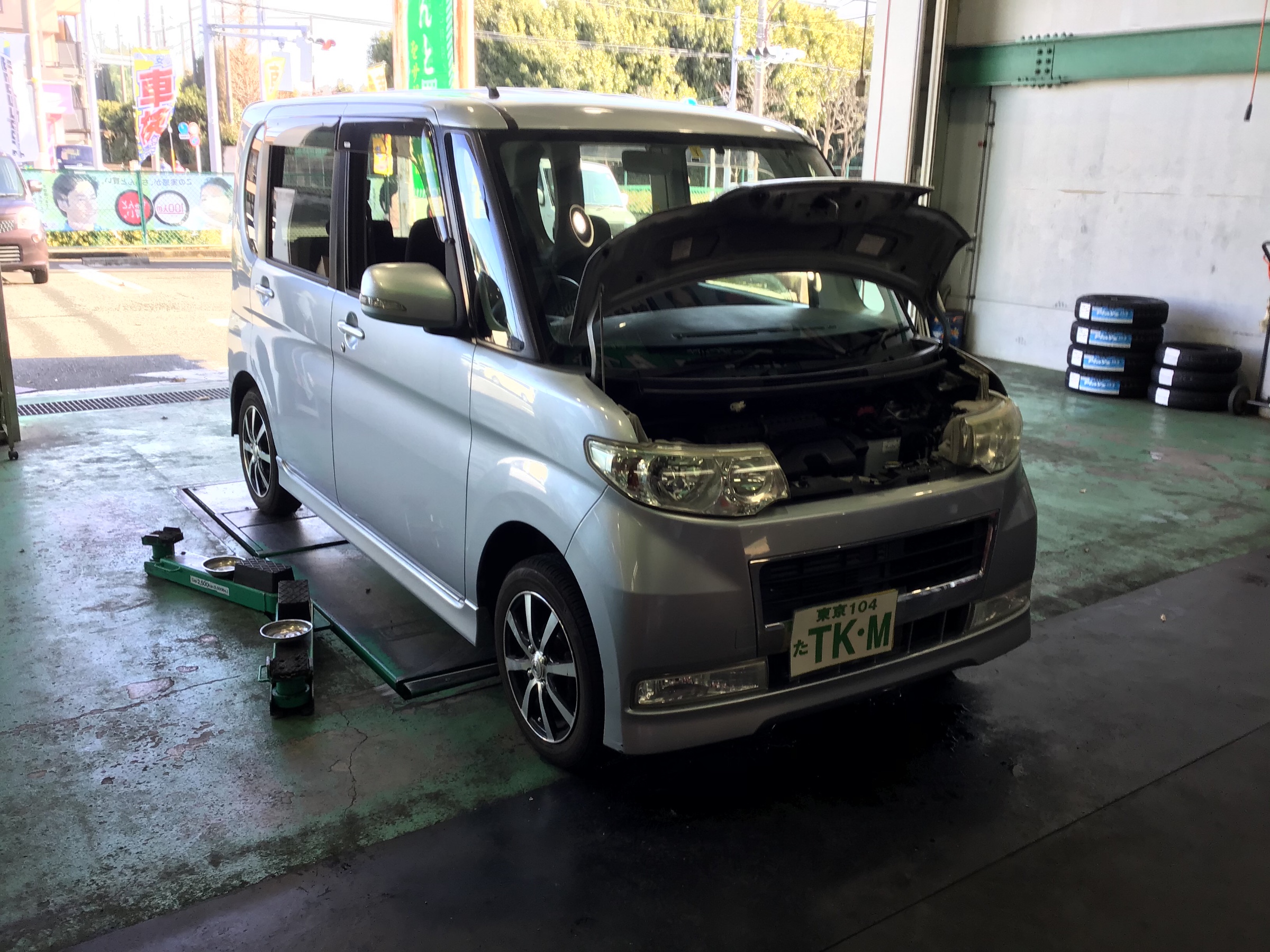 ダイハツ タント 車検整備 ワイパーゴム エアクリーナー タイロッドエンドブーツ ブレーキシュー スパークプラグ ヘッドカバーパッキン ドライブシャフト Atfストレーナー 冷却水 ベルト交換 2nd ダイハツ タント その他 その他 車検 サービス事例 タイヤ館 町田