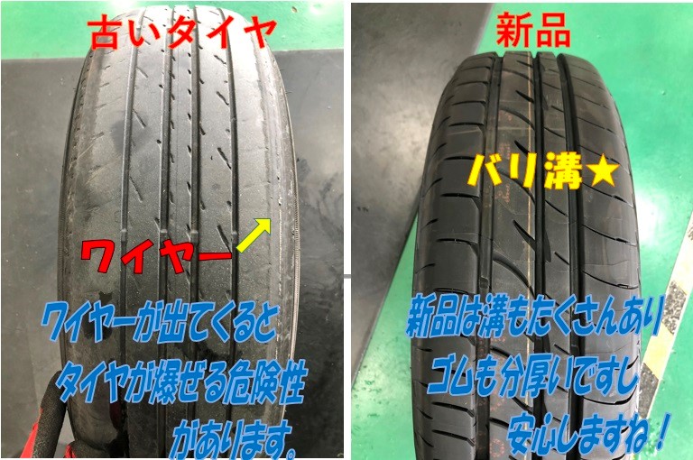 タイヤの摩耗】新品と使い古したタイヤの比較 | 店舗おススメ情報