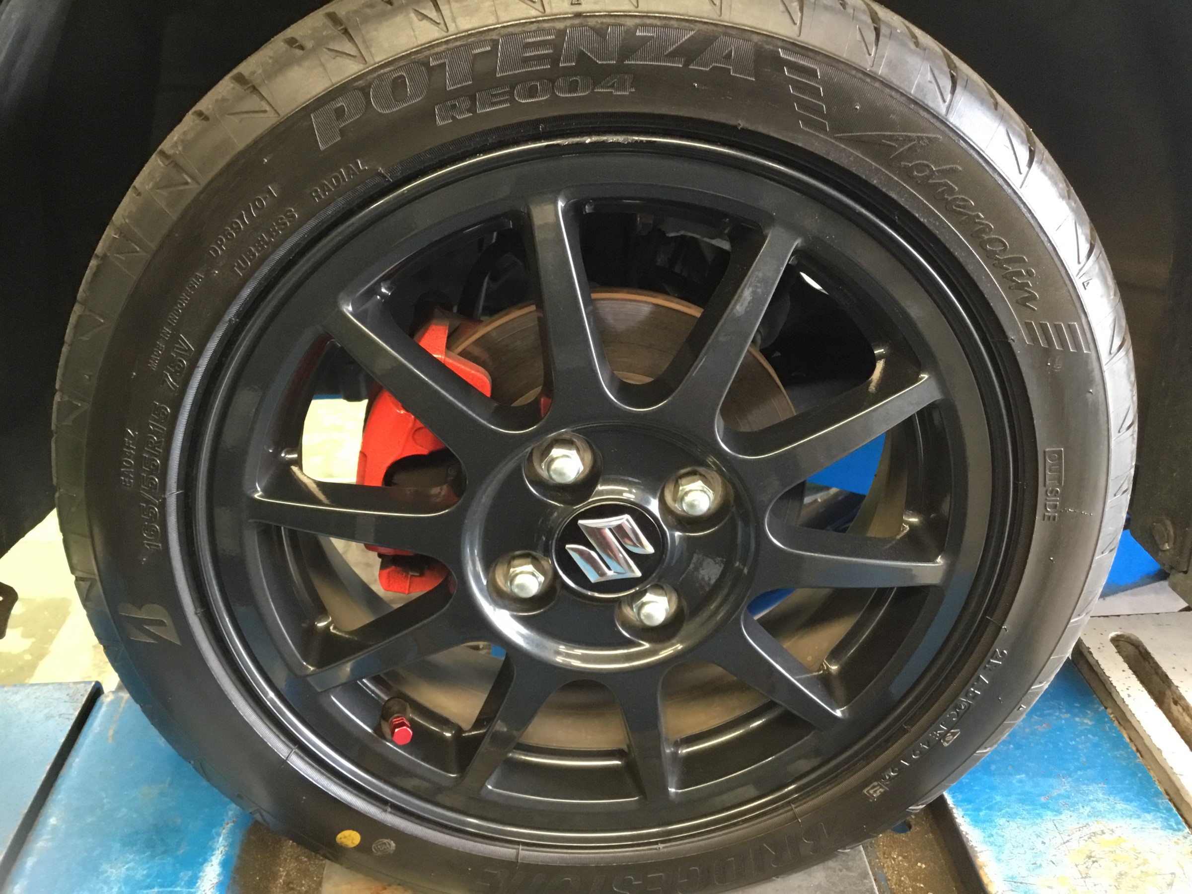 HA36S アルトワークス BS ポテンザ アドレナリンRE004 タイヤ交換