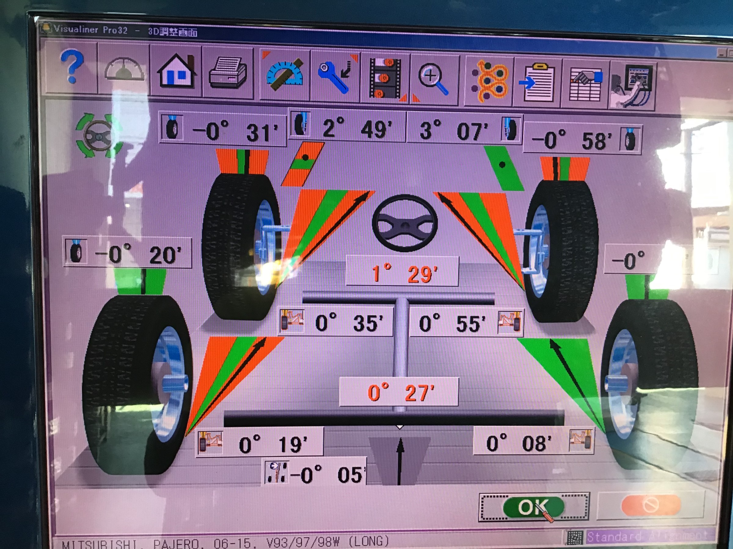 三菱 ⅴ98W型 パジェロ アライメント調整 | 店舗おススメ情報
