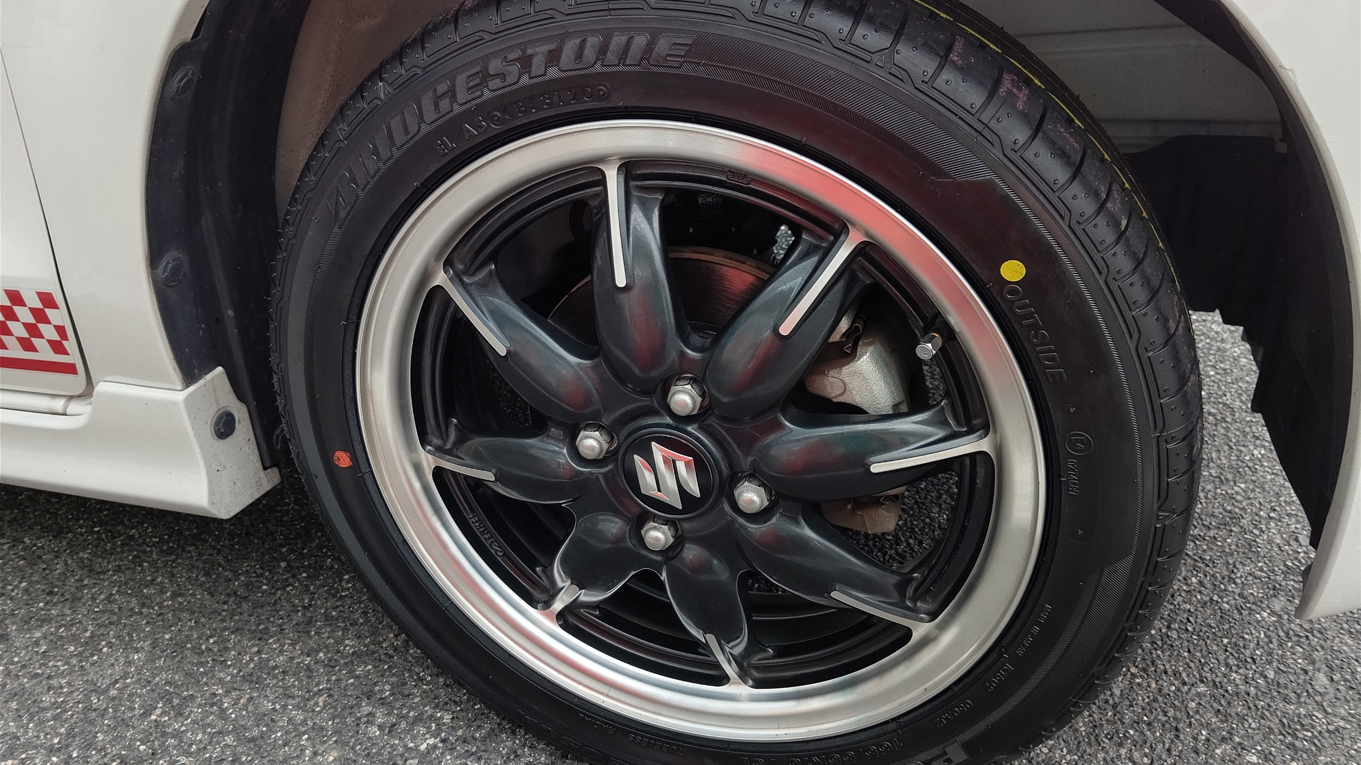 アルトターボRS 純正ホイール+ミネルバ製タイヤ(溝あり) SUZUKI スズキ アルト ターボRS HA36S 純正 ホイール 4本 4.5J-15