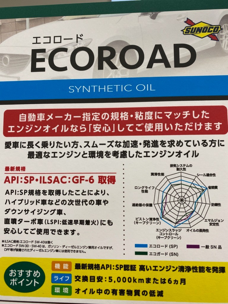 当店お勧めエンジンオイル エコロード スタッフ日記 タイヤ館 瀬谷 神奈川県のタイヤ カー用品ショップ タイヤからはじまる トータルカーメンテナンス タイヤ館グループ