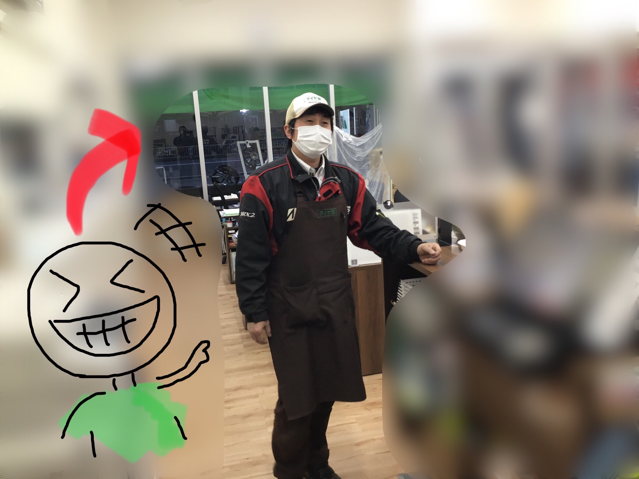 スタッフ撮影 モザイクアプリで加工しました 絵は自作です